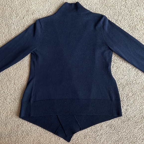 Eileen Fisher Navy Blue Open Cardigan Merino Wool - Picture 2 of 7